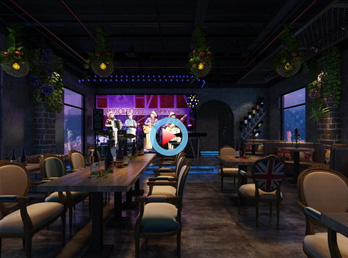 工业风音乐酒吧设计360全景案例