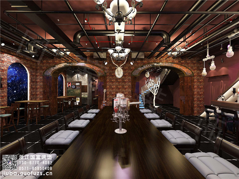 杭州美式工业风格酒吧装修设计效果图
